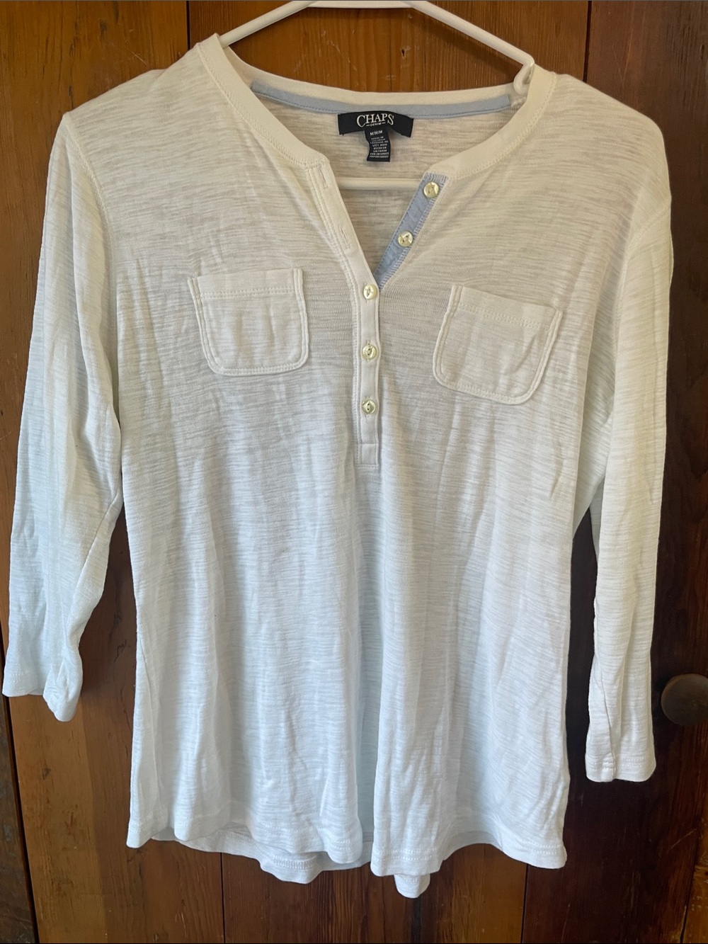 Chaps Long Sleeve Tunic in White Size Medium